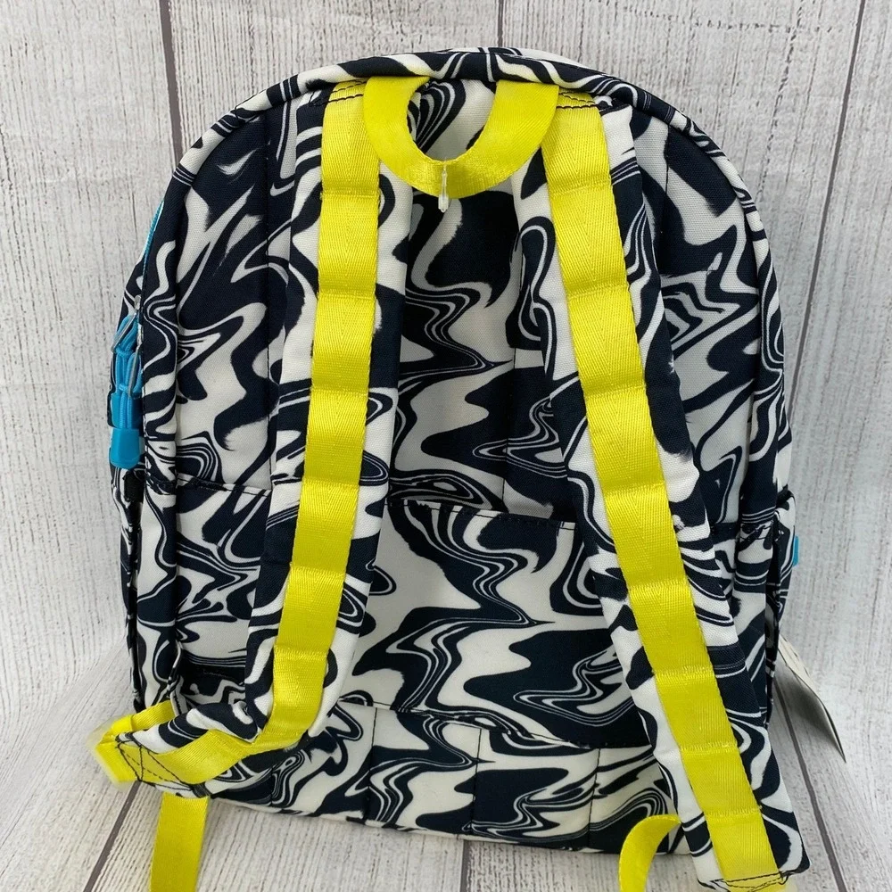 STATE Kane Kids Backpack Large Black White Marbled Wave Colorful Double Pocket